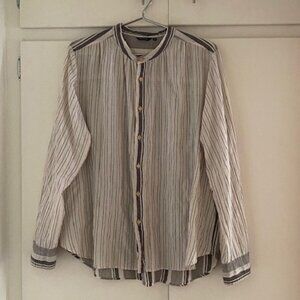 Pas de Calais cotton contrasting stripe shirt size 40 Japan fabric +made